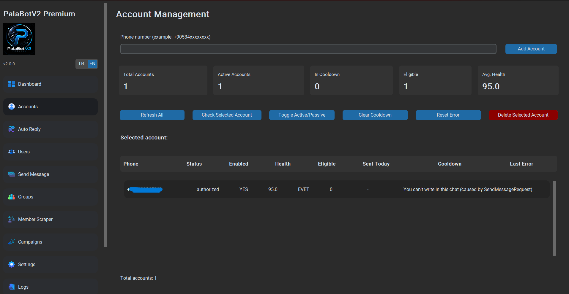 PalaBot Accounts screenshot