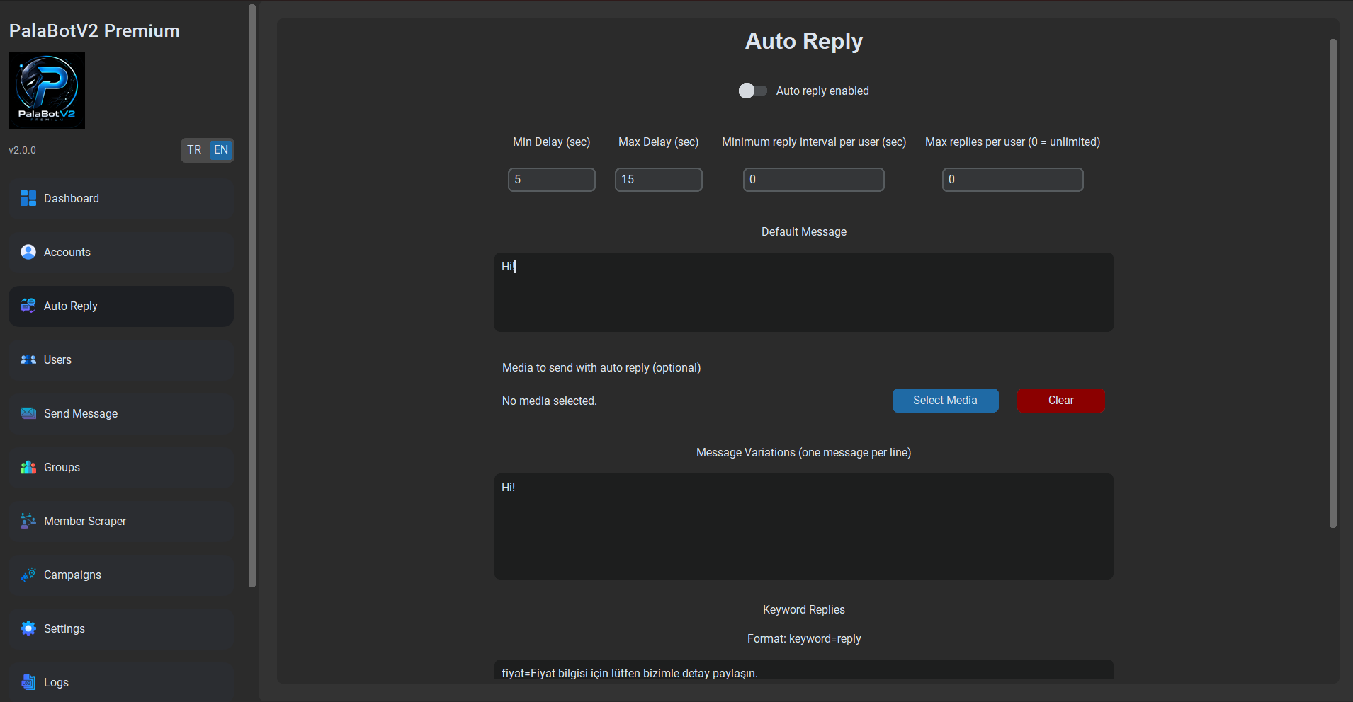 PalaBot Auto Reply screenshot